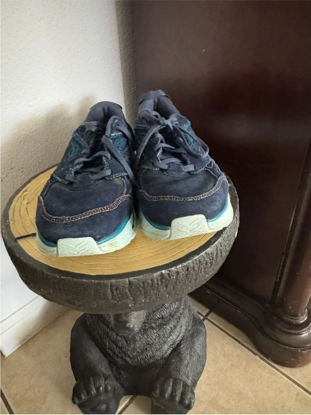 Hoka One One Kids Navy and Teal Sneakers